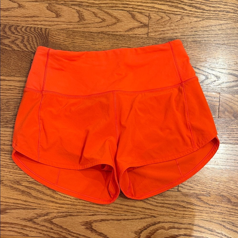Lululemon Speed Up Highrise Orange Athletic Shorts 2.5 inch
